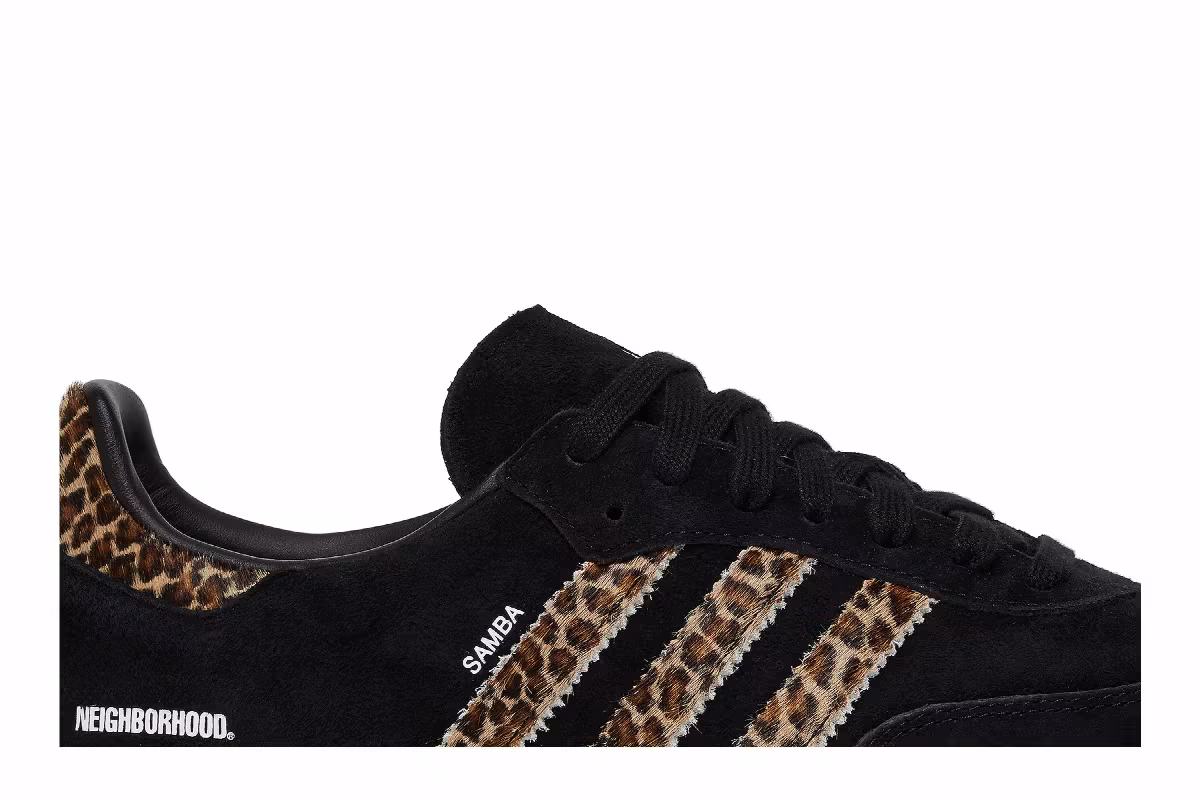 END. x Neighborhood x adidas Samba Black Leopard, view 3