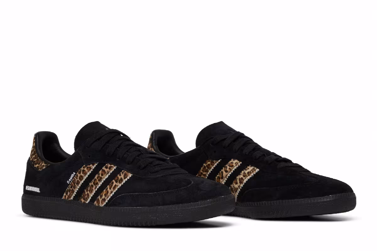 END. x Neighborhood x adidas Samba Black Leopard, view 9