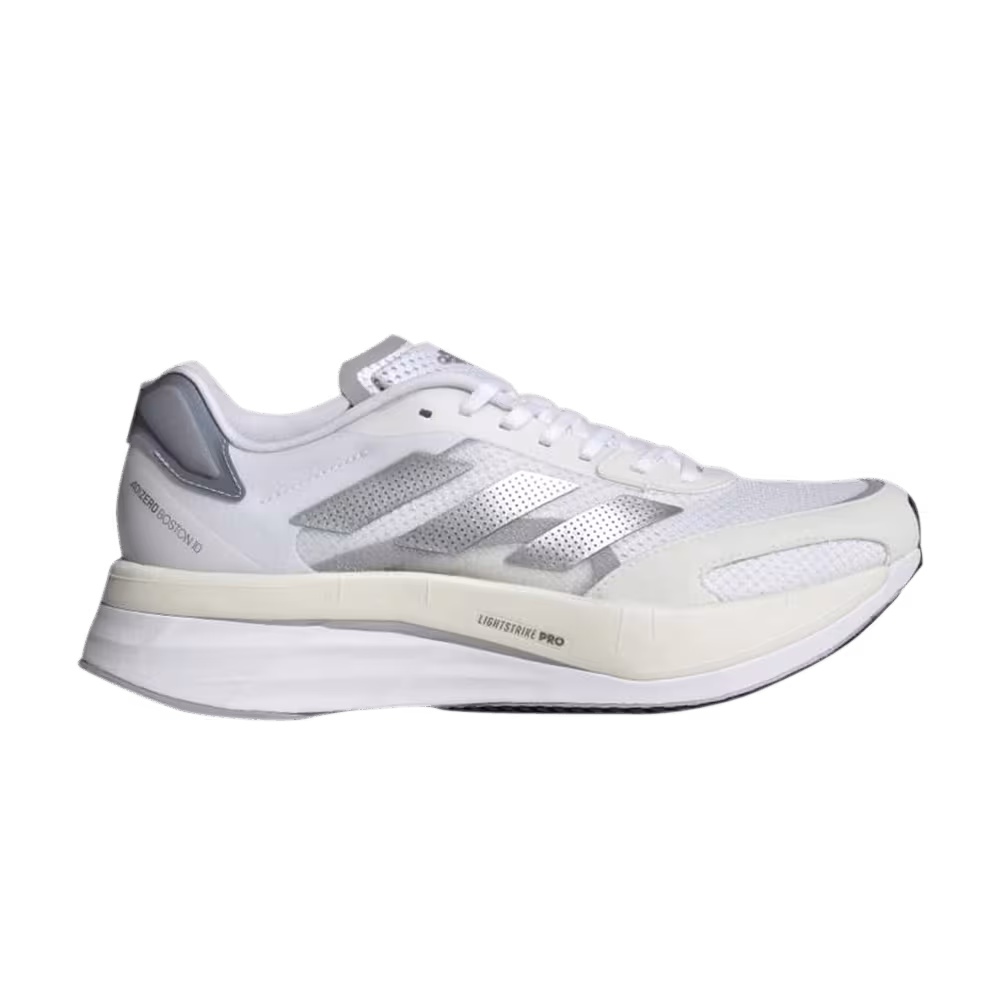 Adidas Women's Adizero Boston 10 White Silver Metallic