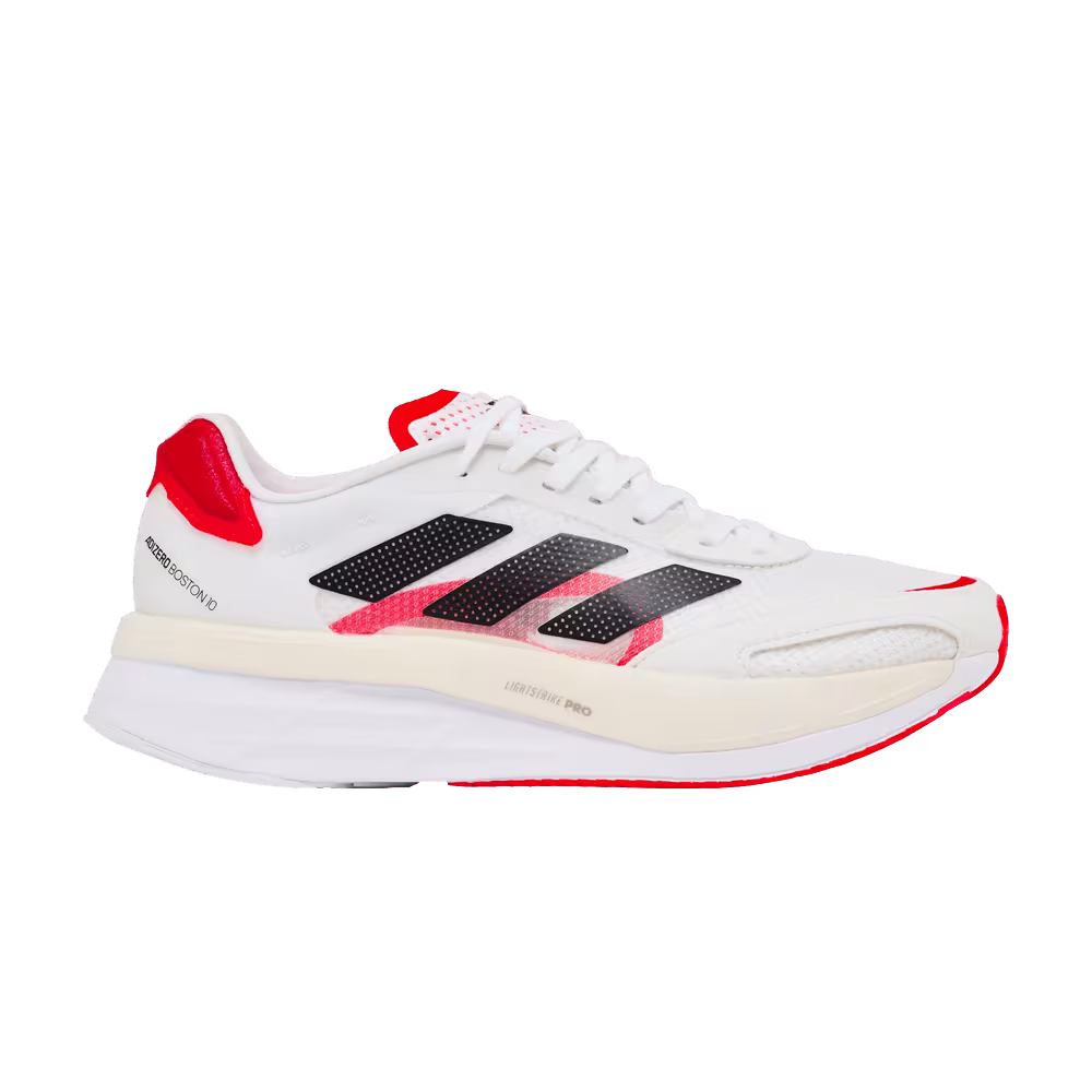 adidas Women's Adizero Boston 10 White Solar Red