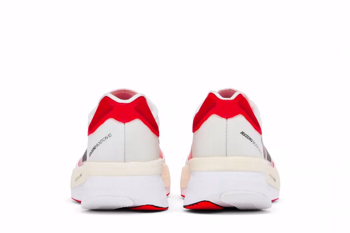 adidas Women's Adizero Boston 10 White Solar Red, view 7