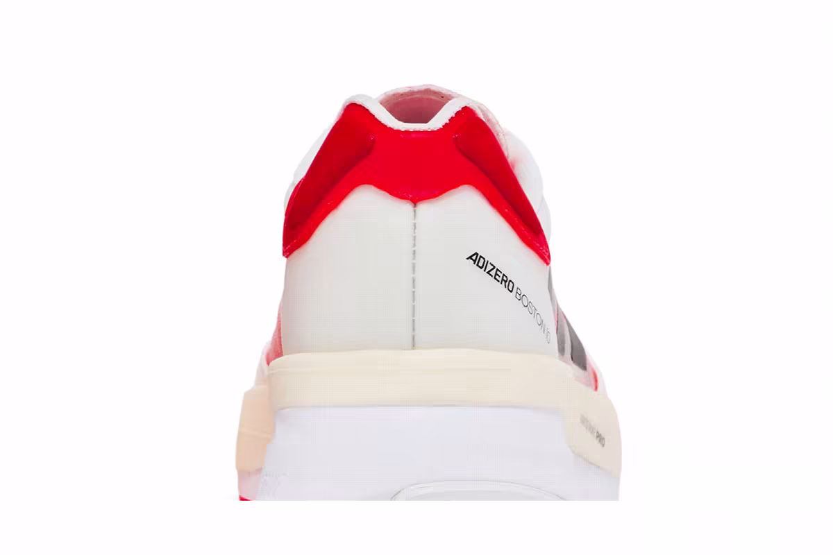 adidas Women's Adizero Boston 10 White Solar Red, view 8