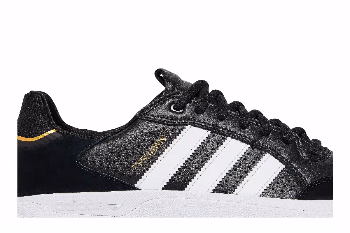 adidas Tyshawn Low Black Gold Metallic Leather, view 3