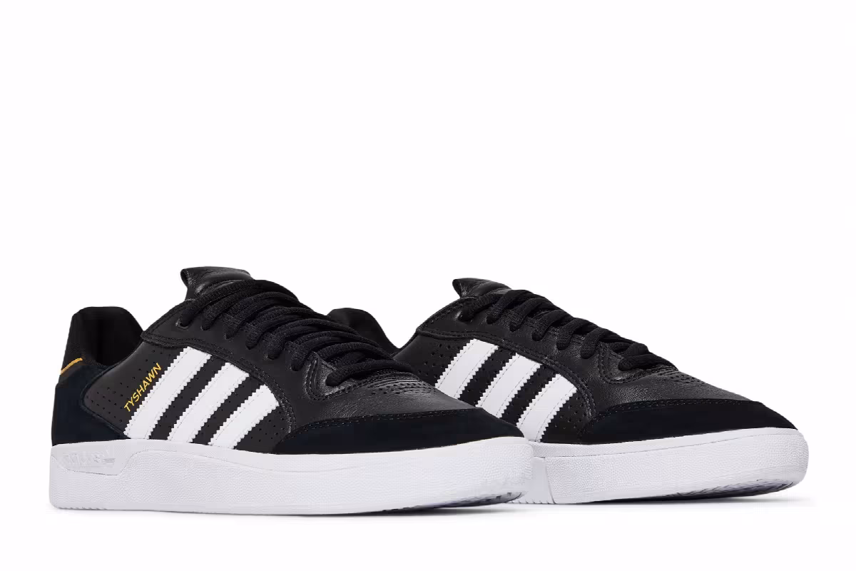 adidas Tyshawn Low Black Gold Metallic Leather, view 9