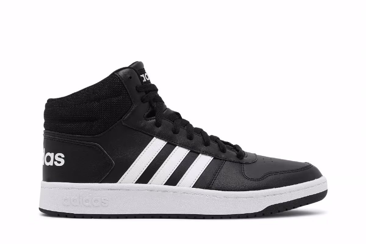 Adidas Hoops 2.0 Mid Black White, view 2