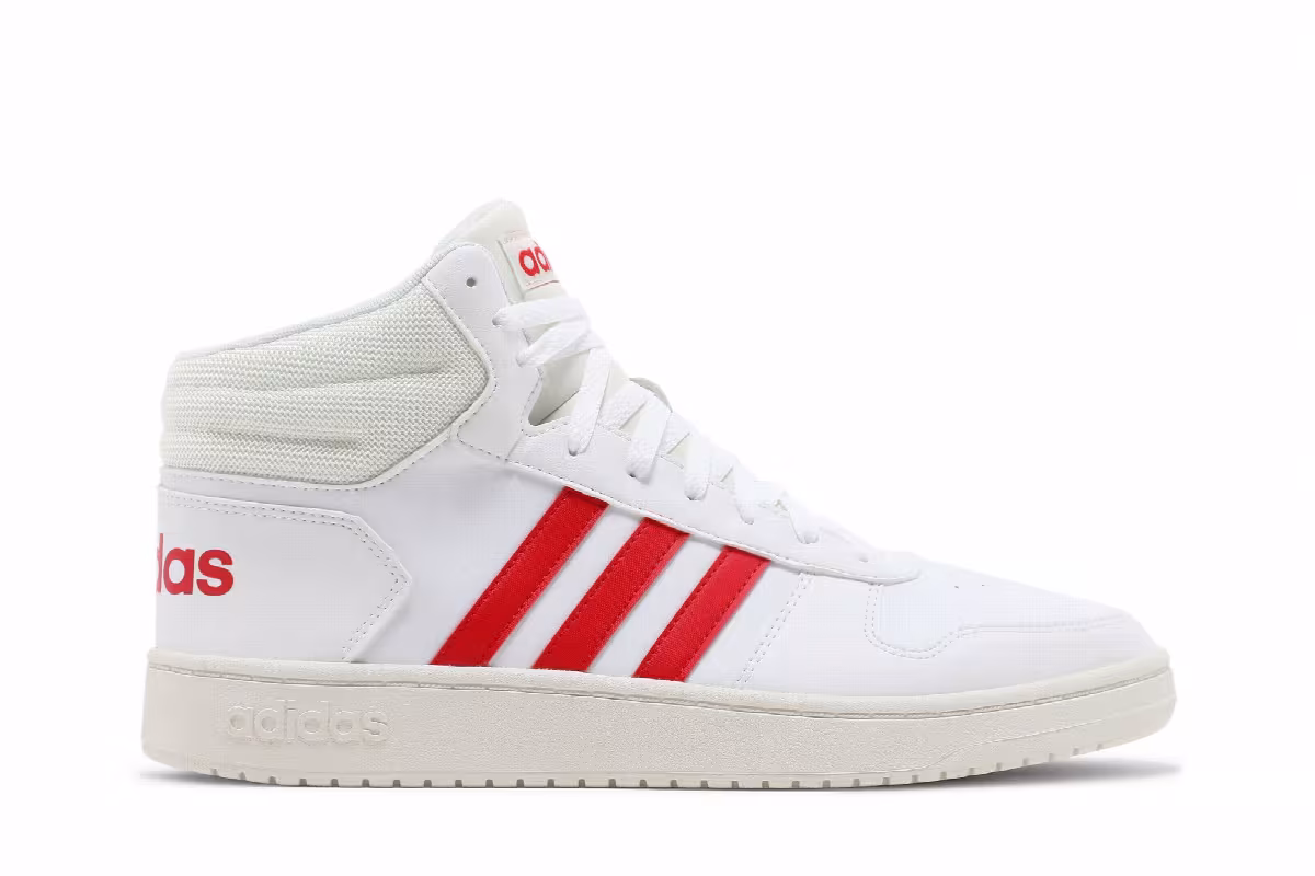 Adidas Hoops 2.0 Mid White Vivid Red, view 2
