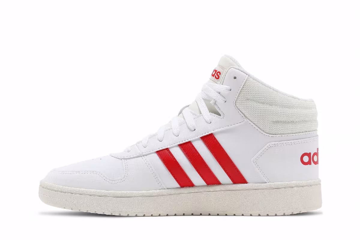 Adidas Hoops 2.0 Mid White Vivid Red, view 4