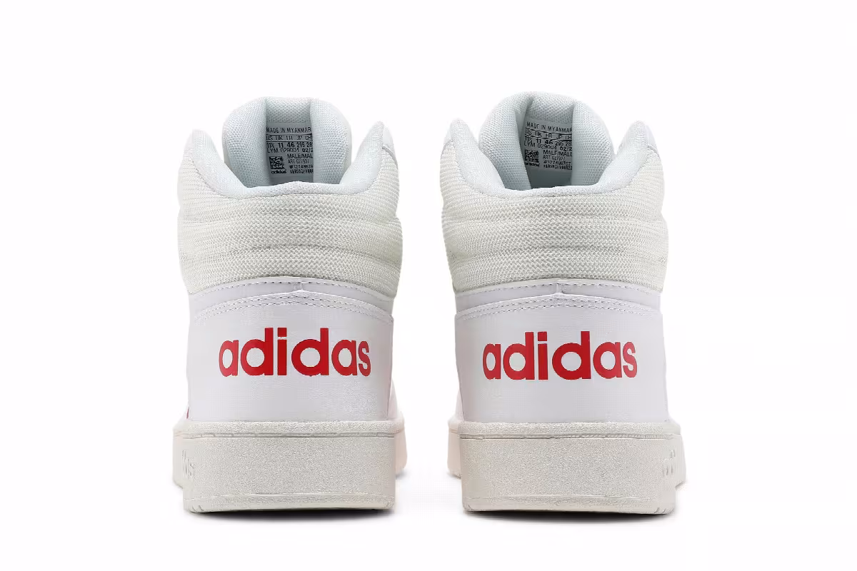 Adidas Hoops 2.0 Mid White Vivid Red, view 7