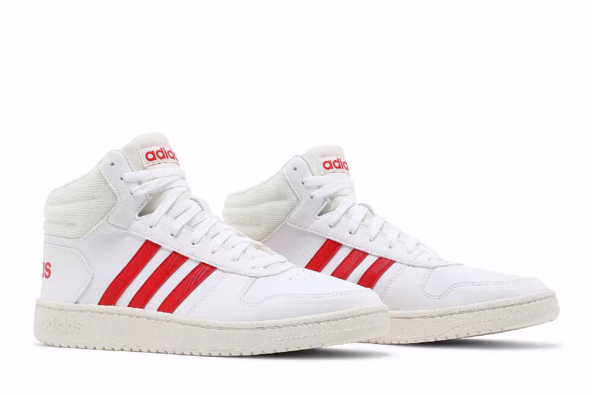 Adidas Hoops 2.0 Mid White Vivid Red, view 9