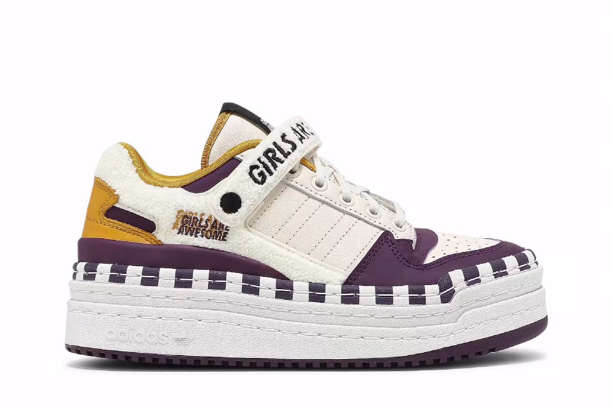 Girls Are Awesome x adidas Women's Triple Platforum Low White Purple Beauty, view 2