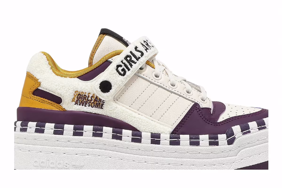 Girls Are Awesome x adidas Women's Triple Platforum Low White Purple Beauty, view 3