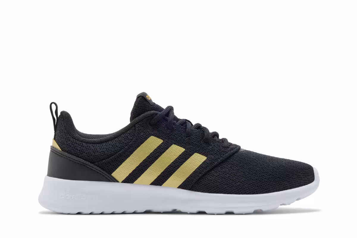 adidas Women's QT Racer 2.0 Black Gold Metallic, view 2