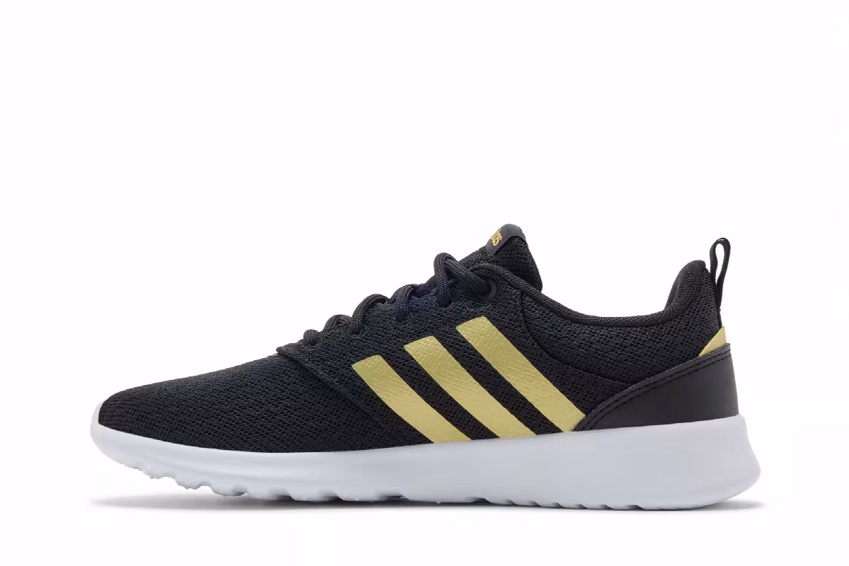 adidas Women's QT Racer 2.0 Black Gold Metallic, view 4