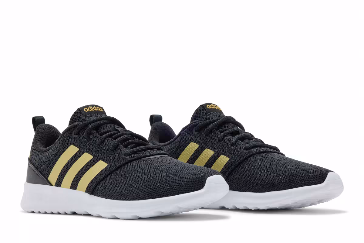 adidas Women's QT Racer 2.0 Black Gold Metallic, view 9