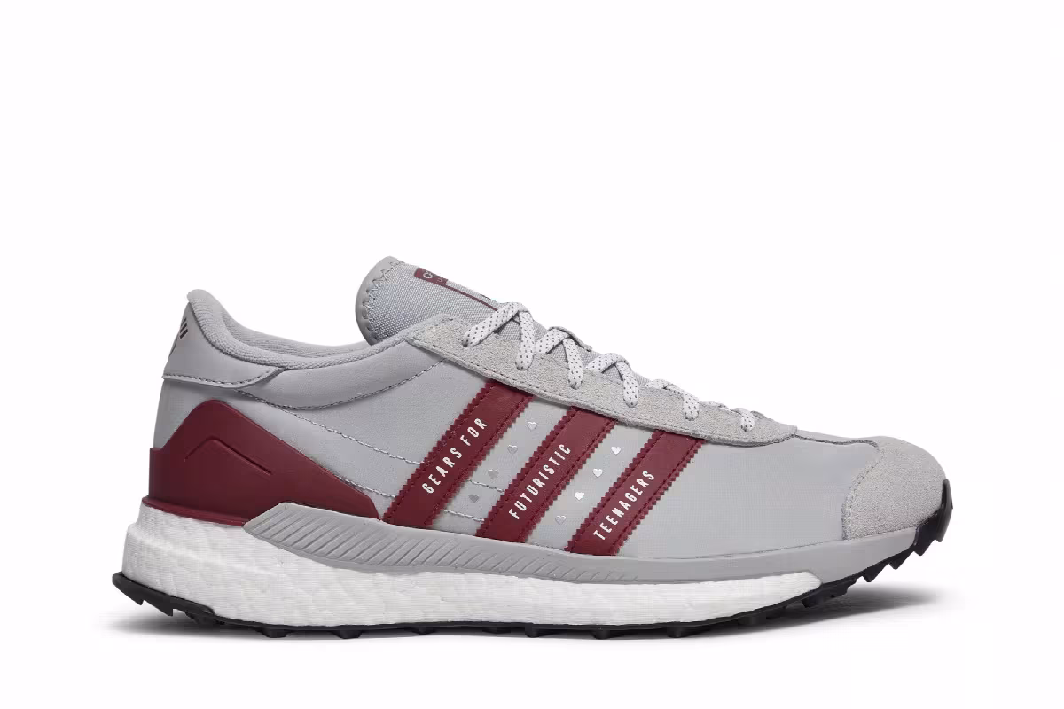 Human Made x adidas Country Free Hiker Grey Burgundy, view 2