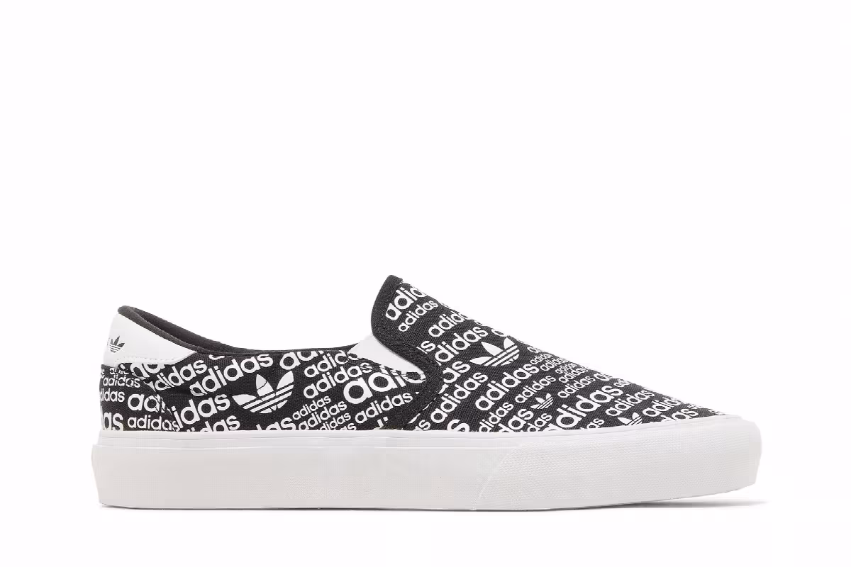 Adidas Court Rallye Slip Allover Logo - Black White, view 2