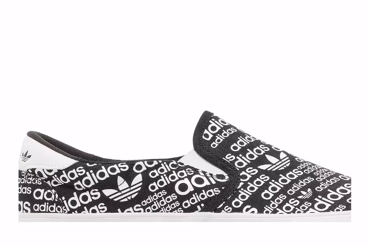 Adidas Court Rallye Slip Allover Logo - Black White, view 3
