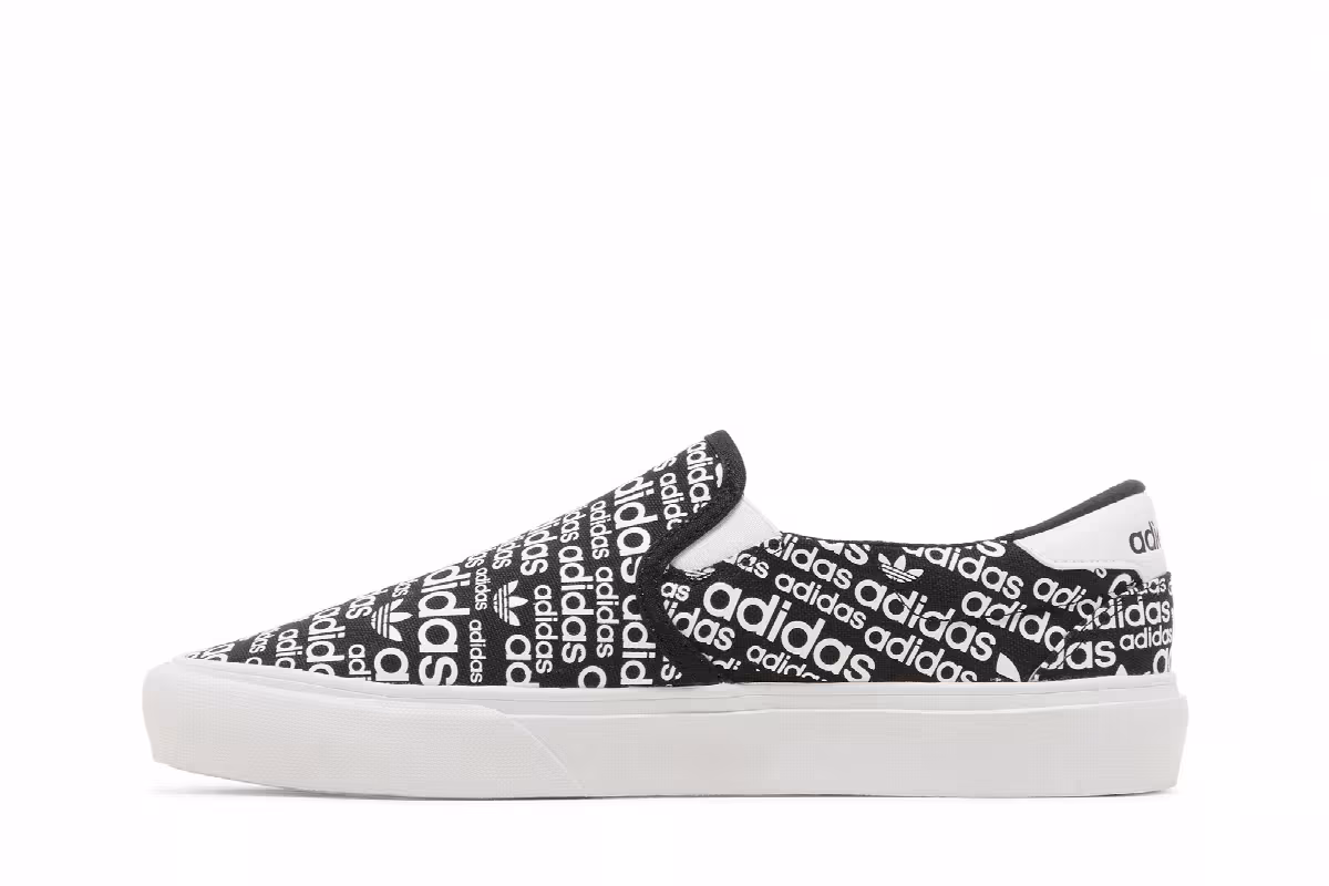 Adidas Court Rallye Slip Allover Logo - Black White, view 4