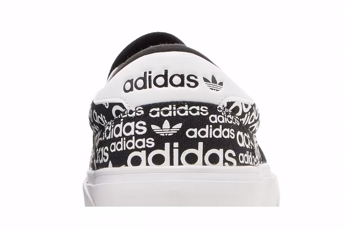 Adidas Court Rallye Slip Allover Logo - Black White, view 8