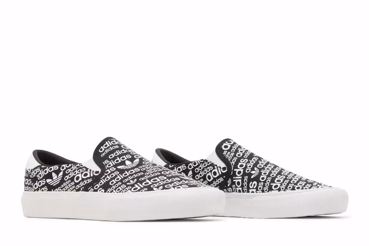 Adidas Court Rallye Slip Allover Logo - Black White, view 9