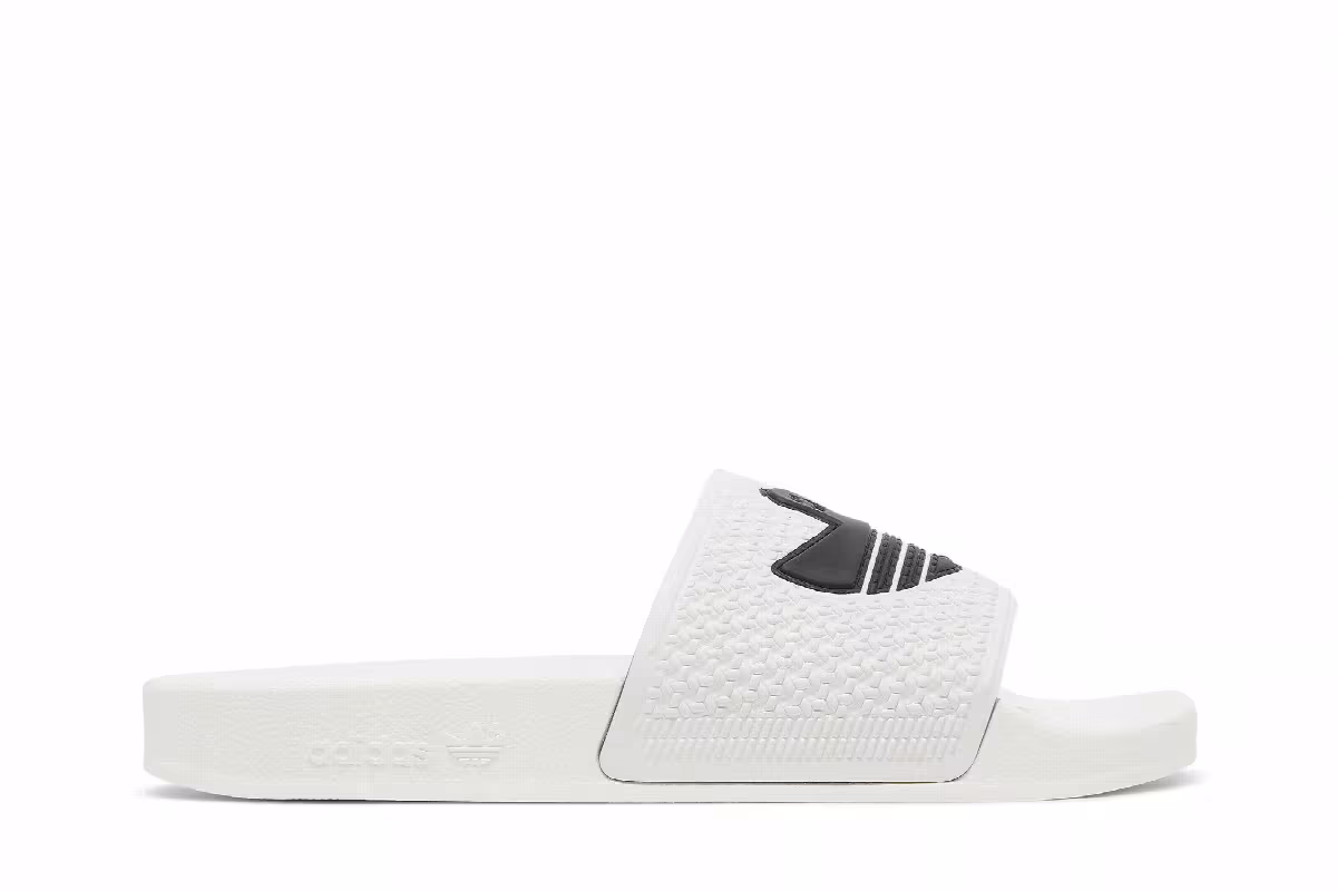 Mark Gonzales x adidas Shmoofoil Slide White Black, view 2