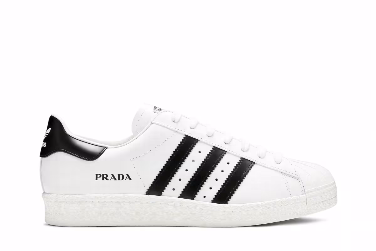 Prada x adidas Superstar White Black, view 2