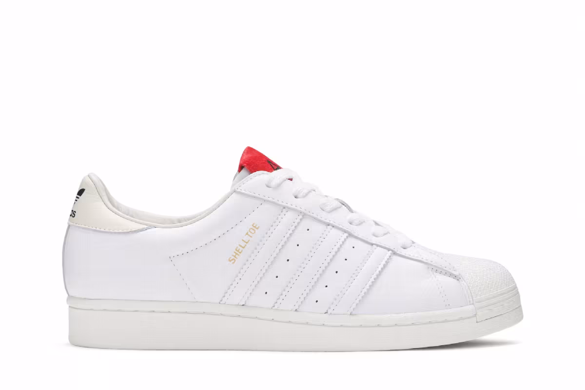 424 x adidas Superstar Shell Toe White Scarlet, view 2