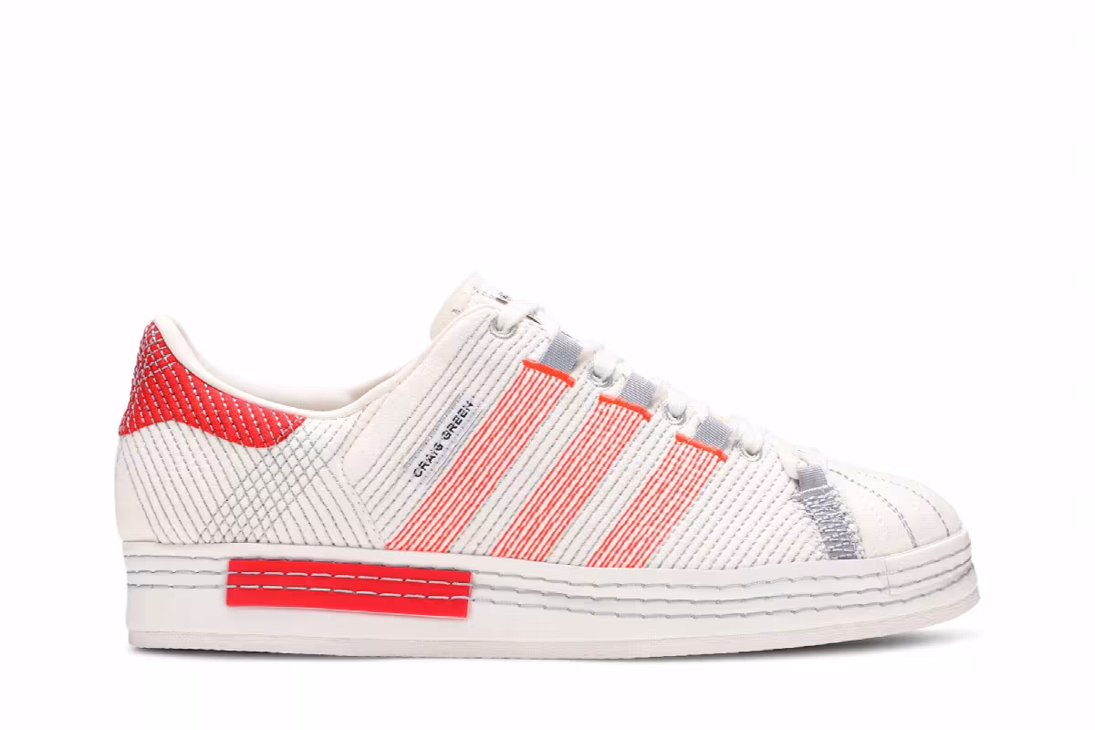 Craig Green x adidas Superstar Off White Bright Red, view 2