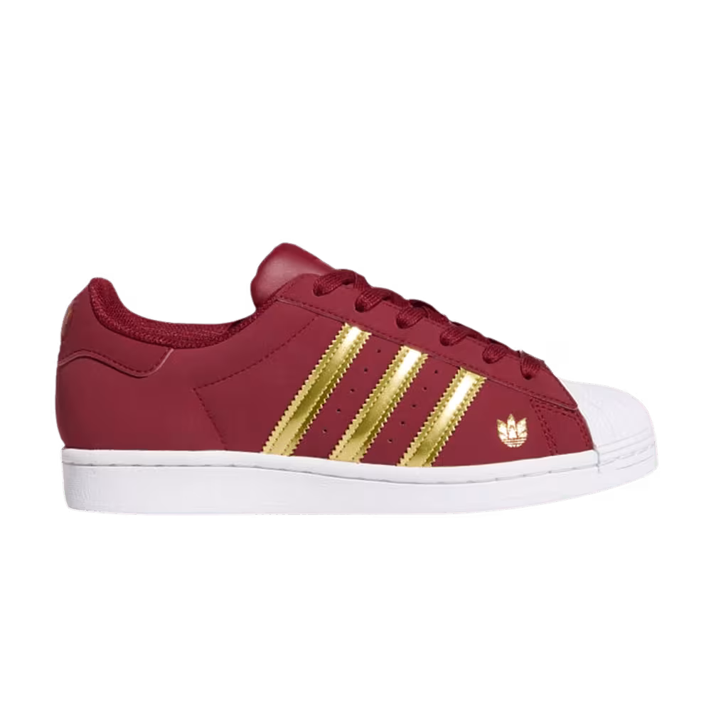 Adidas Women's Superstar Burgundy Gold Metallic