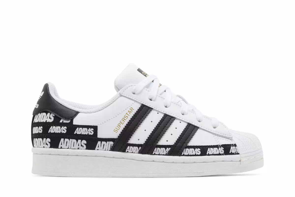 Adidas Superstar J Wordmark Heel Stripe - Cloud White, view 2