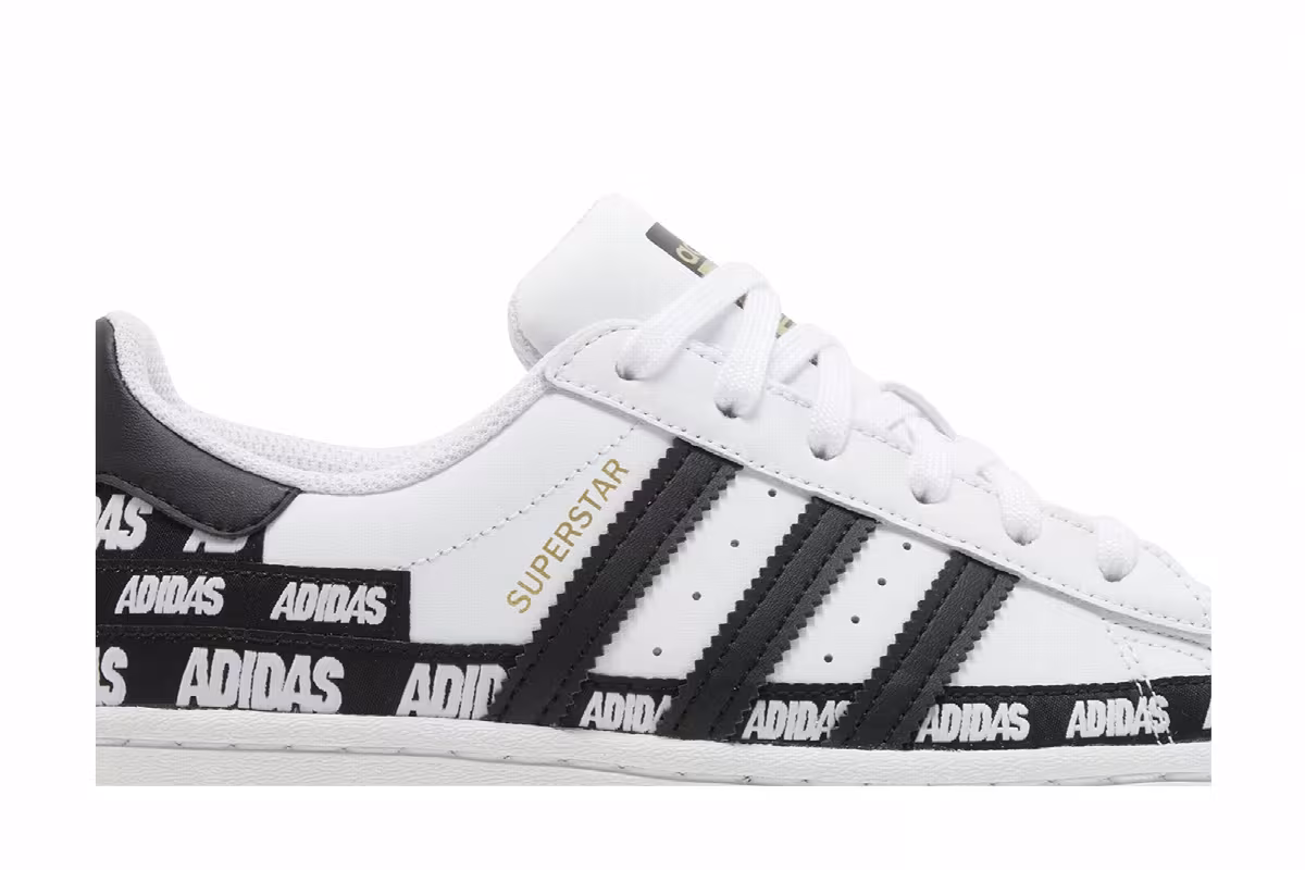 Adidas Superstar J Wordmark Heel Stripe - Cloud White, view 3