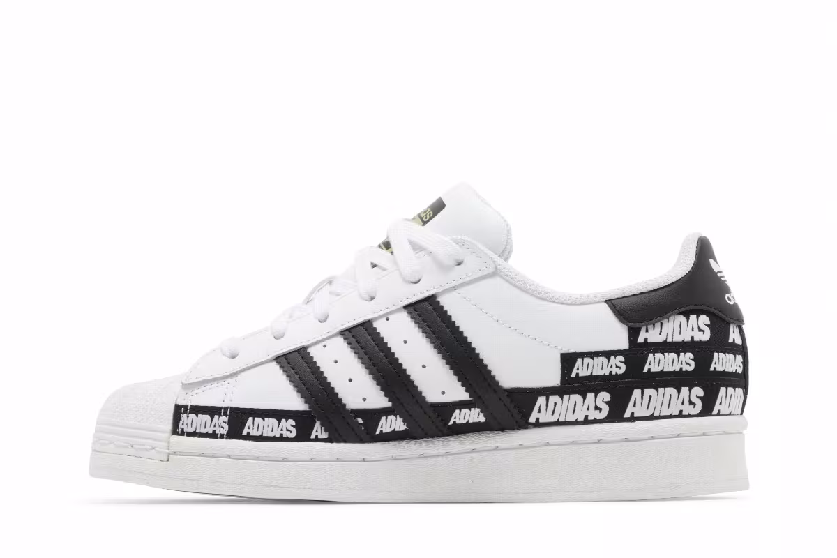 Adidas Superstar J Wordmark Heel Stripe - Cloud White, view 4
