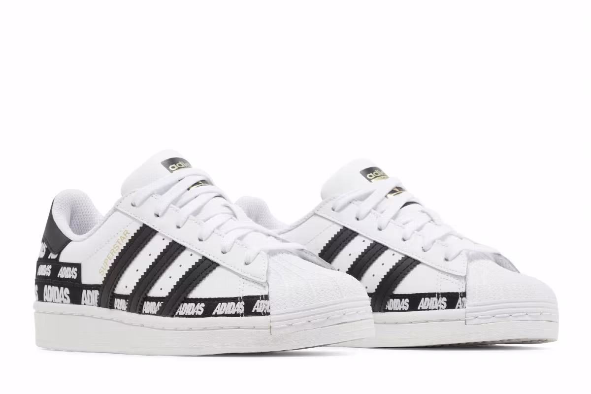 Adidas Superstar J Wordmark Heel Stripe - Cloud White, view 9