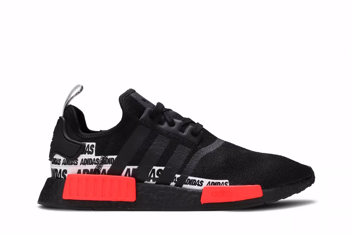 adidas NMD_R1 Wordmark Heel Stripe - Black Sola, view 2