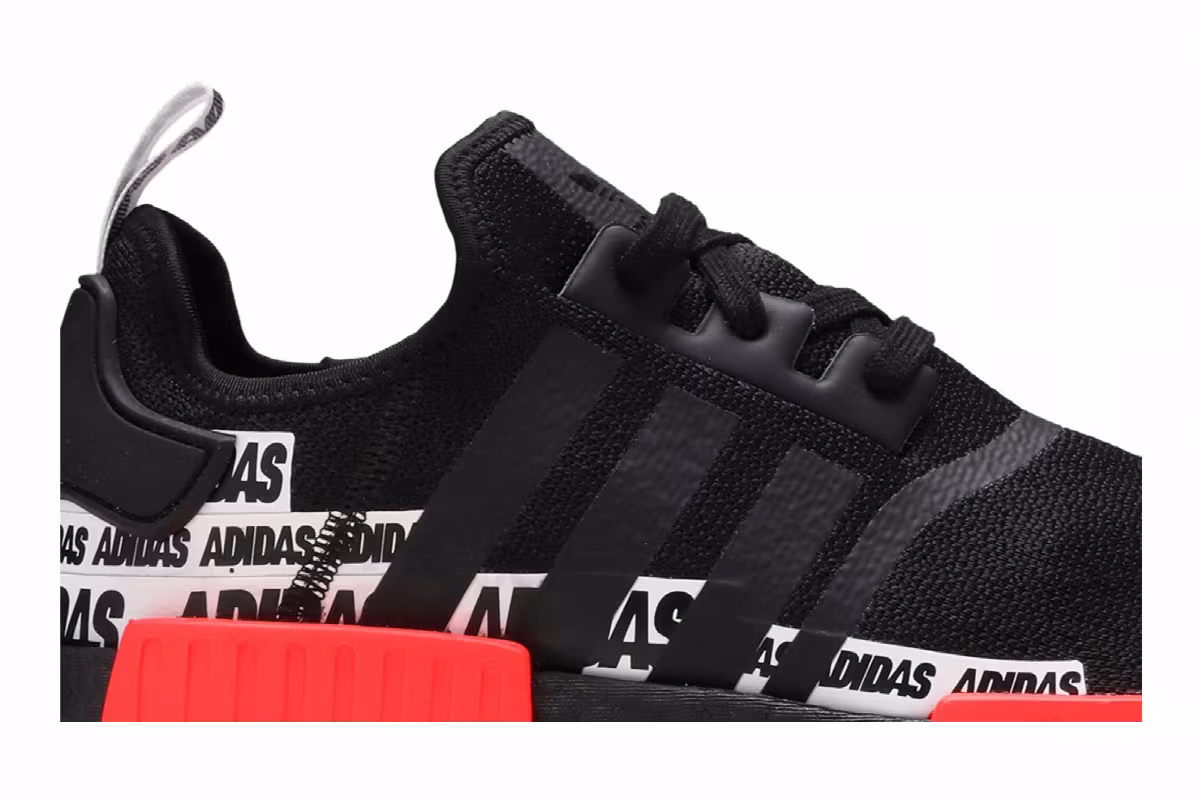 adidas NMD_R1 Wordmark Heel Stripe - Black Sola, view 3