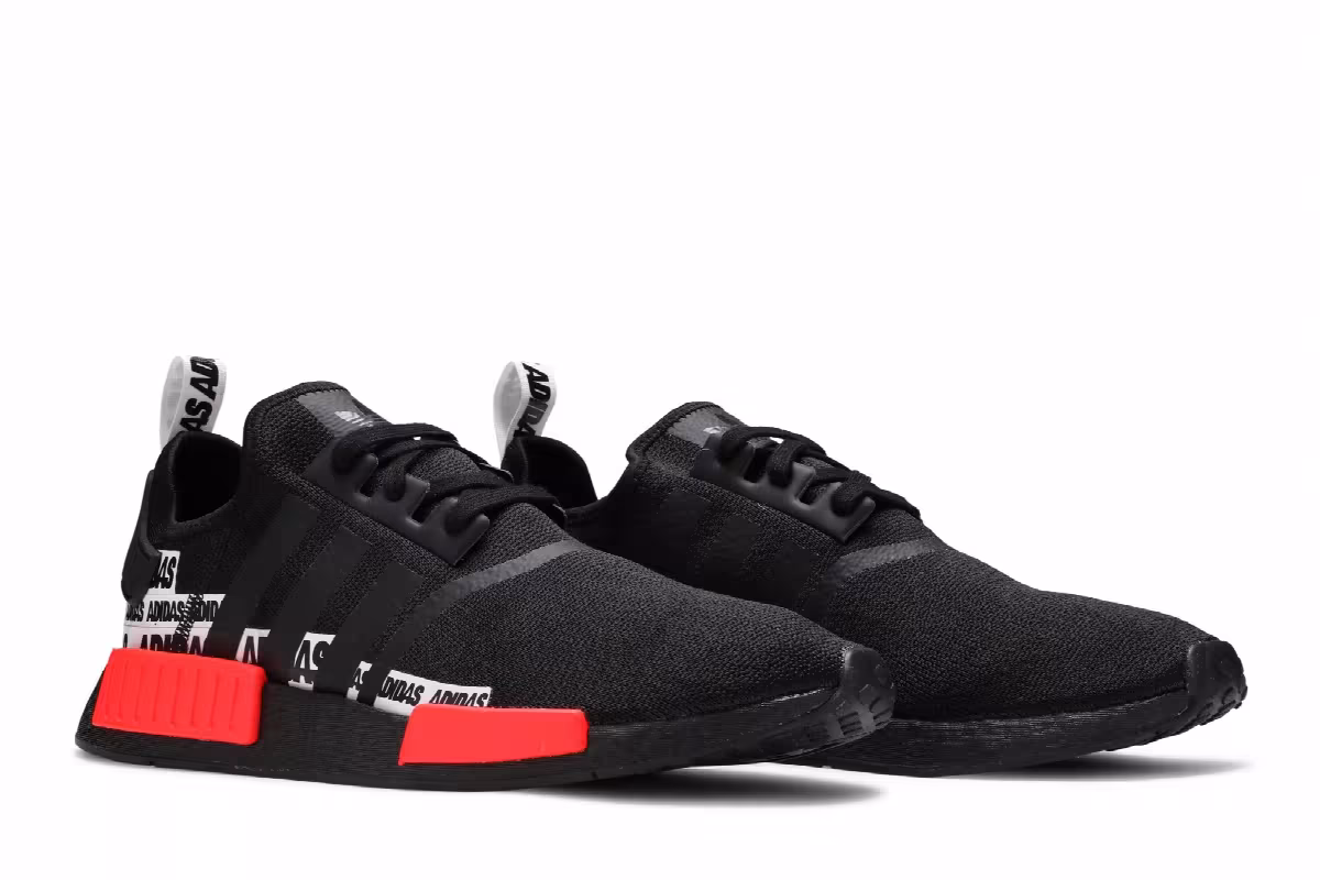 adidas NMD_R1 Wordmark Heel Stripe - Black Sola, view 9