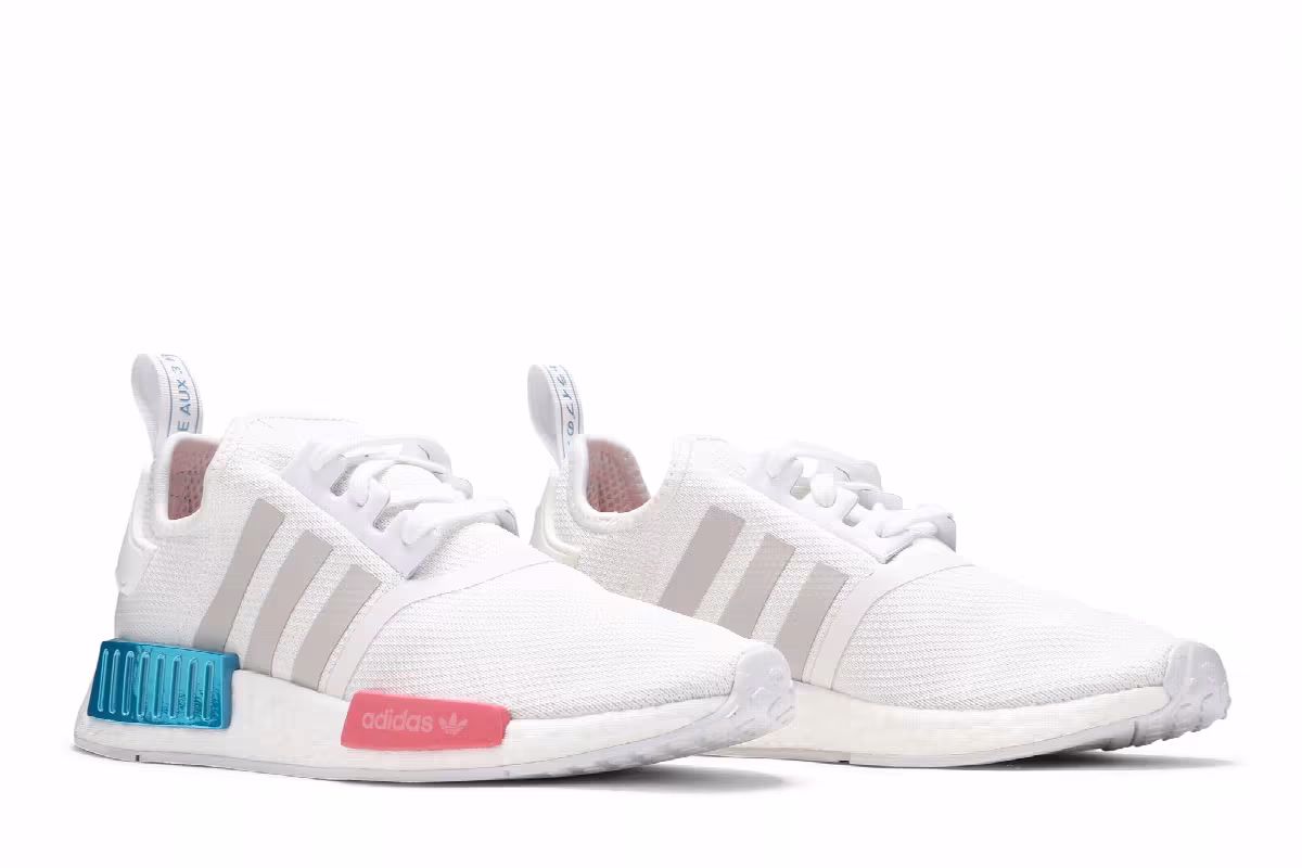 Adidas Women's NMD_R1 White Grey Blue Rose, view 9