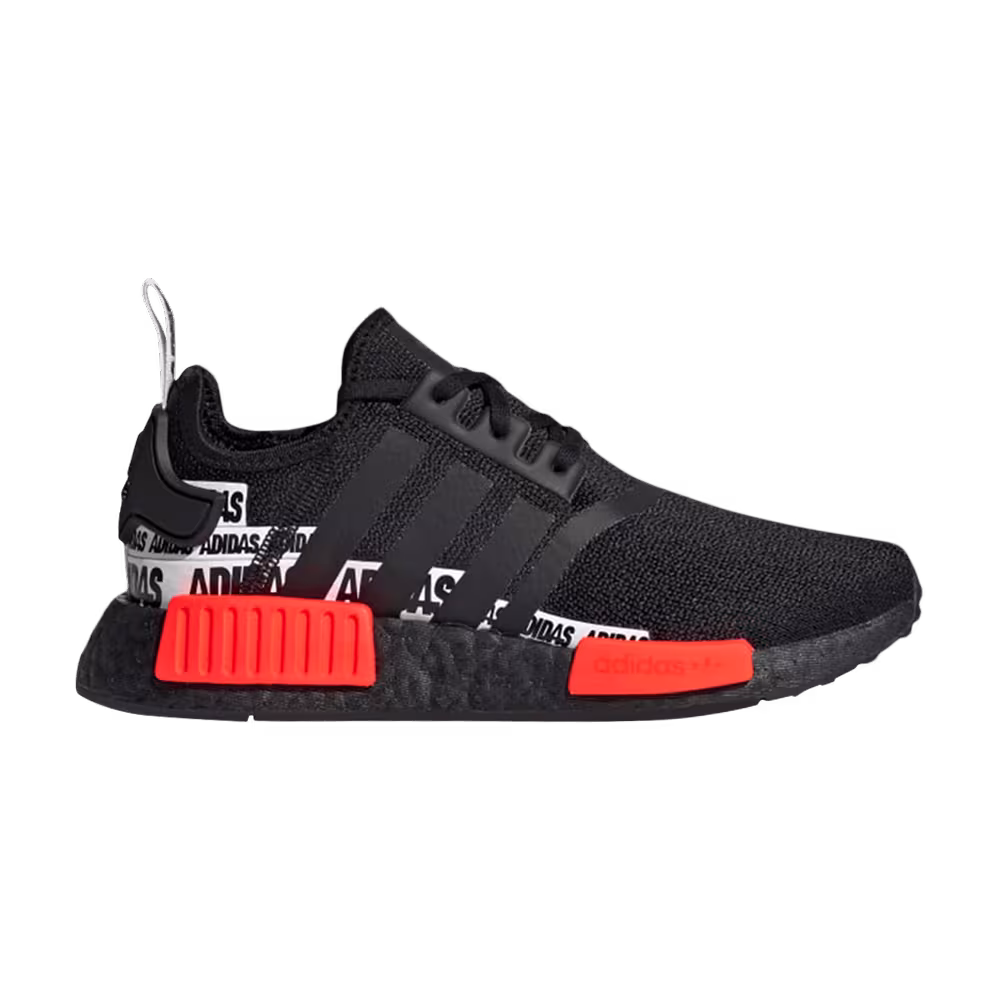 Adidas NMD_R1 J Wordmark Heel Stripe - Black Solar