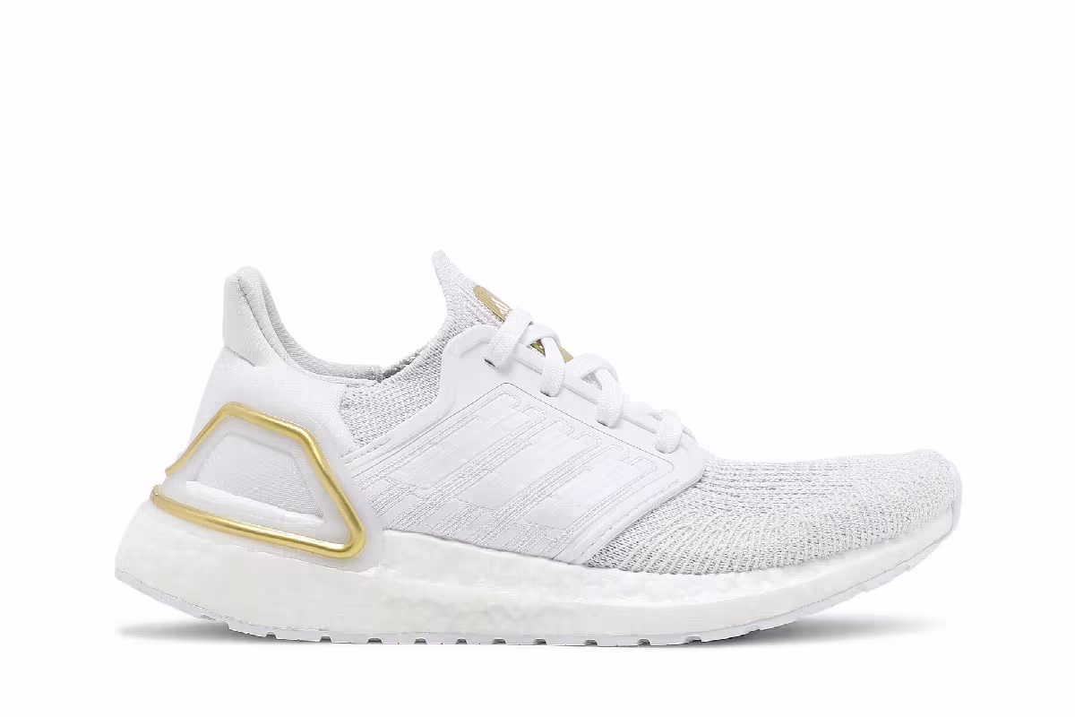 Adidas Women's UltraBoost 20 White Gold Metallic, view 2