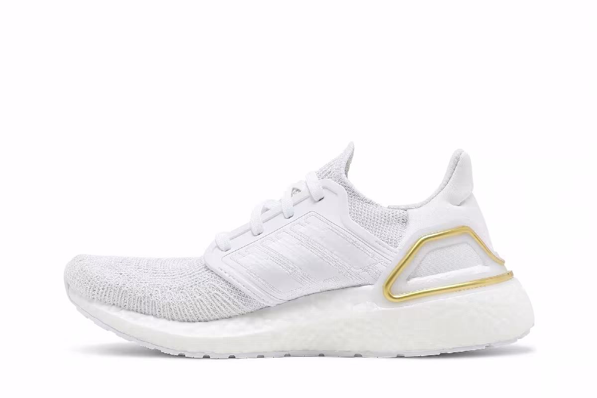 Adidas Women's UltraBoost 20 White Gold Metallic, view 4