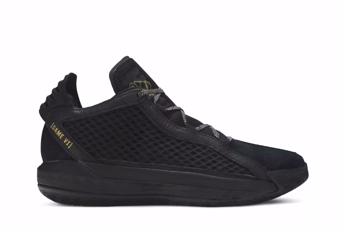 adidas Dame 6 Leather Black Gold, view 2