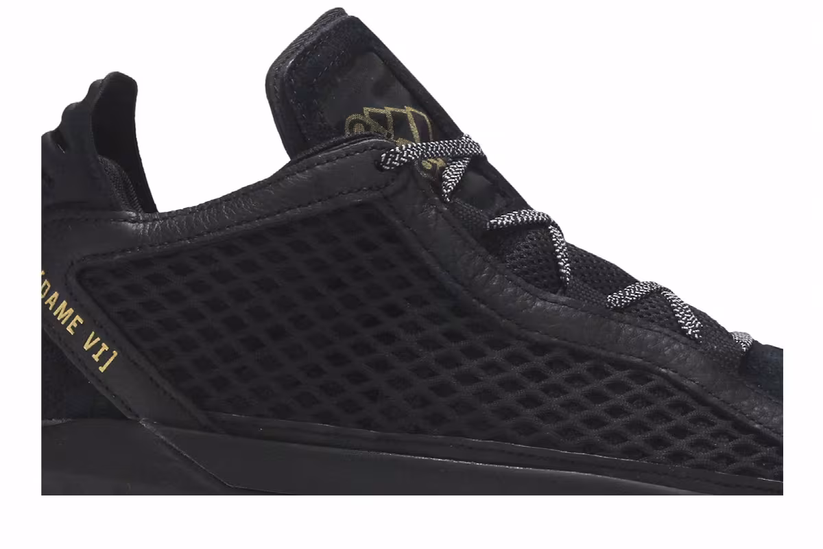 adidas Dame 6 Leather Black Gold, view 3