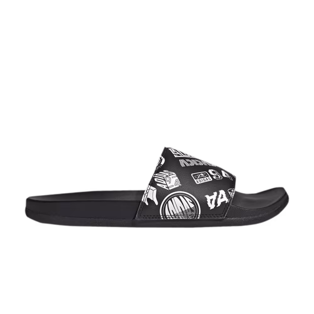 Adidas Adilette Comfort Slide All Over Logos - Black