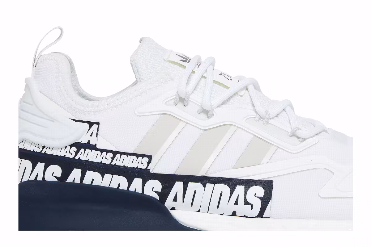 adidas ZX 2K Boost Bold Logo Graphic - White Navy, view 3