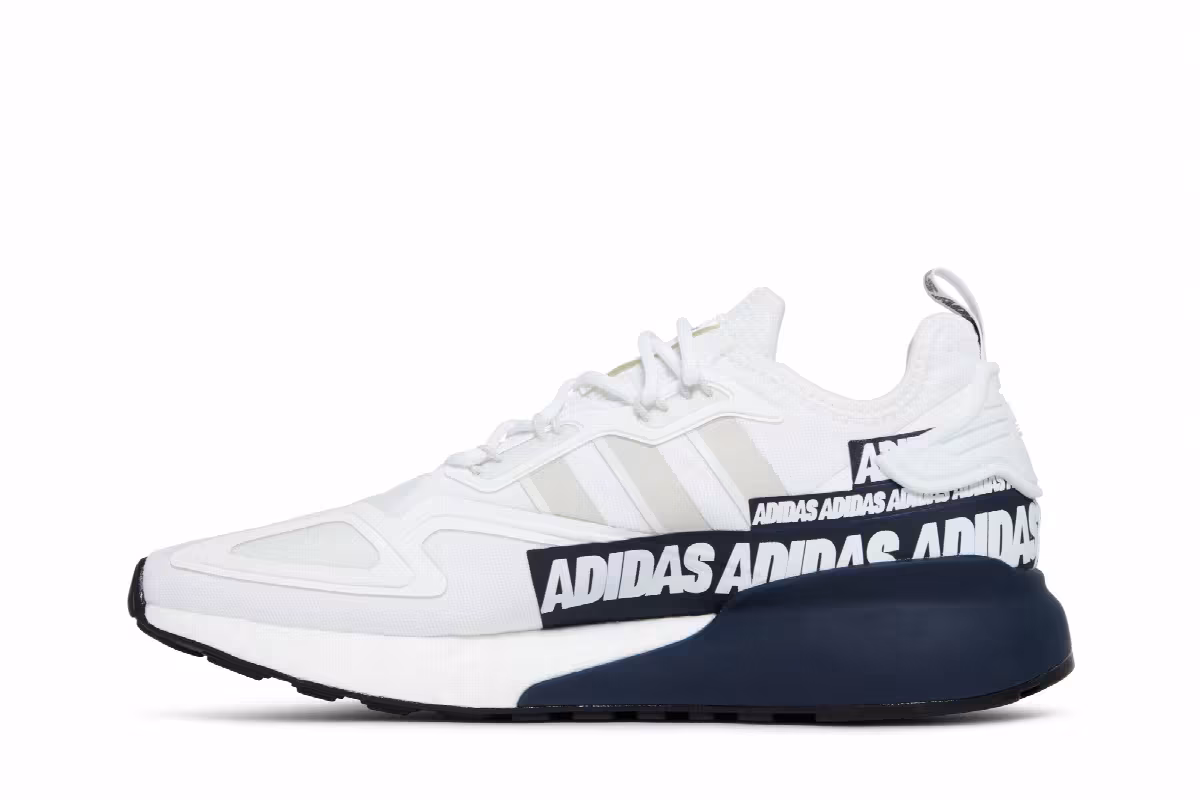 adidas ZX 2K Boost Bold Logo Graphic - White Navy, view 4