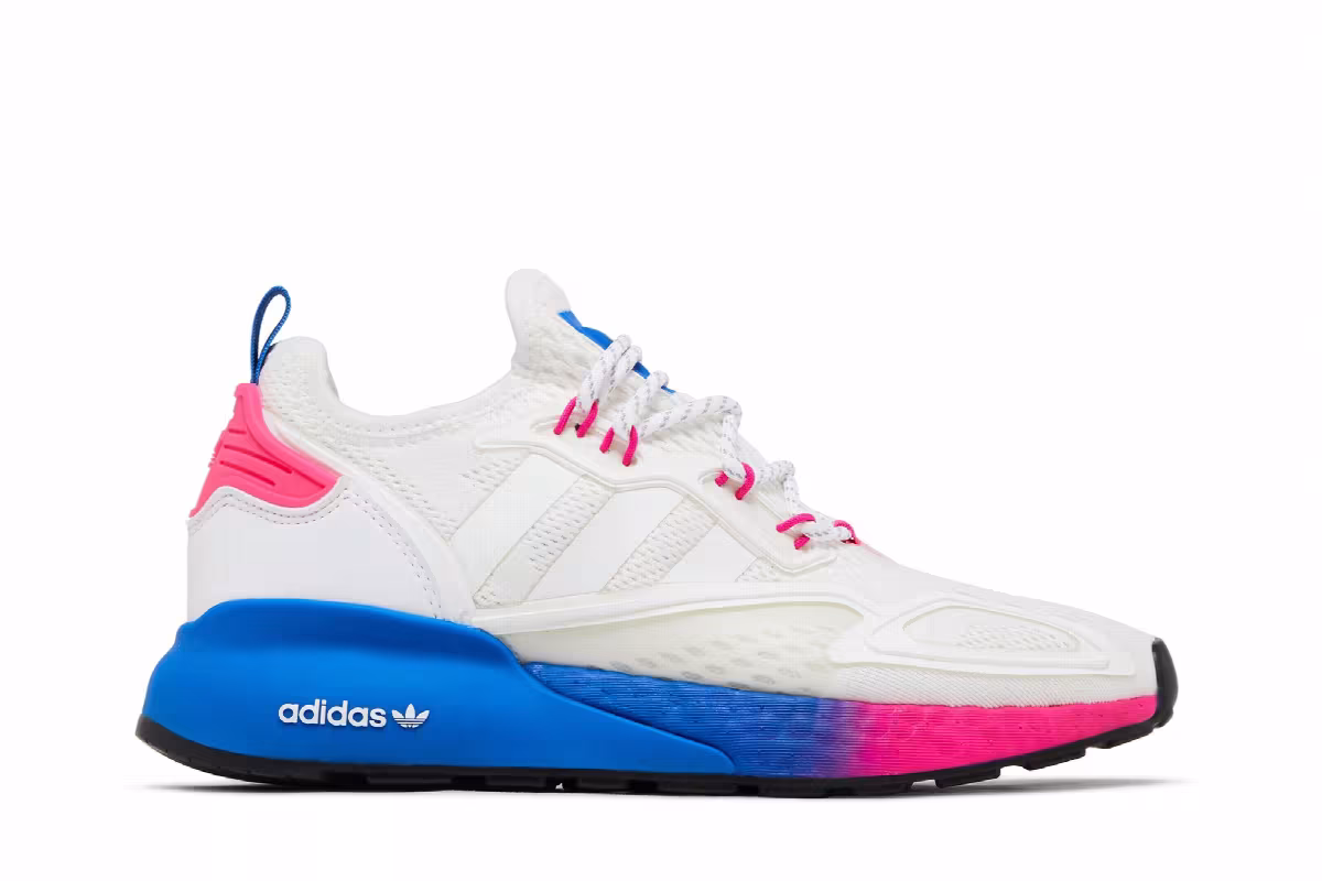 Adidas Women's ZX 2K Boost White Pink Blue, view 2