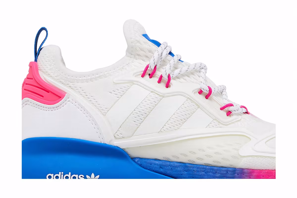 Adidas Women's ZX 2K Boost White Pink Blue, view 3