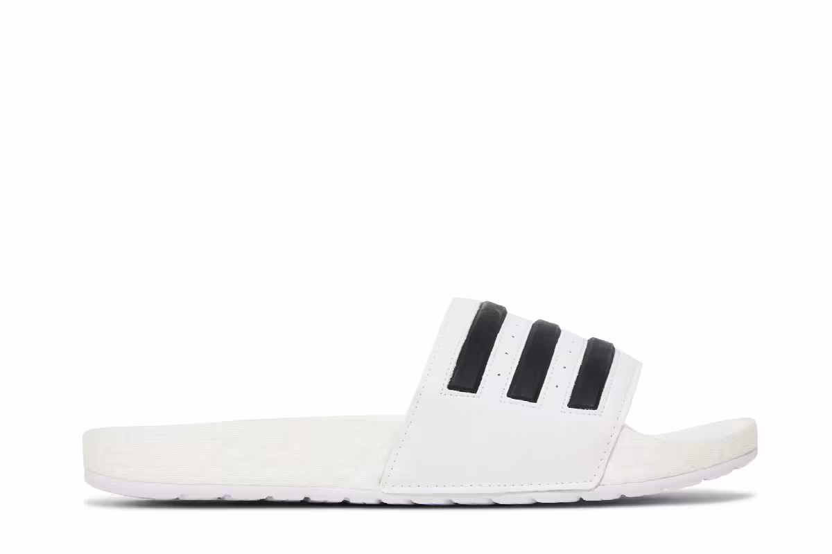 adidas Adilette Boost Slides White Black Stripes, view 2