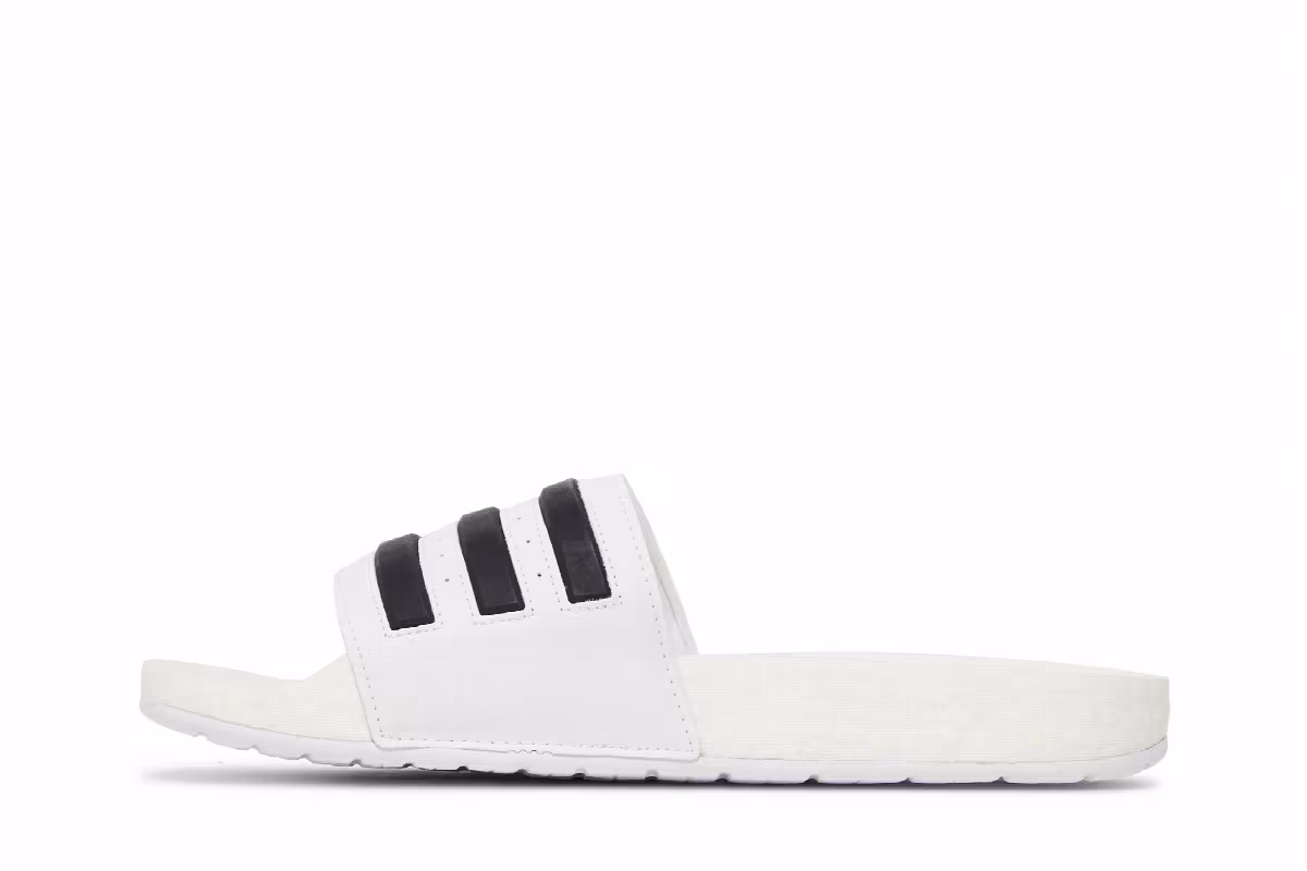 adidas Adilette Boost Slides White Black Stripes, view 4