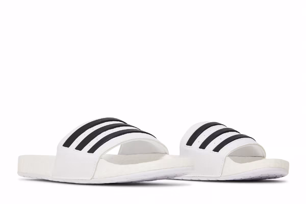 adidas Adilette Boost Slides White Black Stripes, view 9